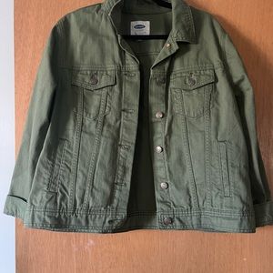 Olive green denim jacket